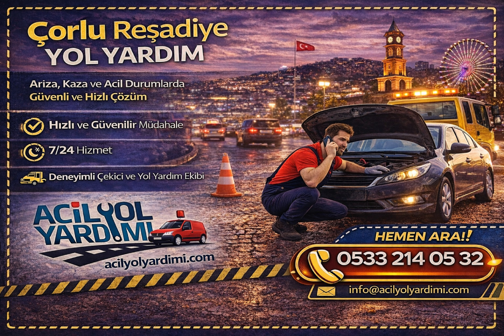 Çorlu Reşadiye Mahallesi’nde araç arızaları için 7/24 yol yardım ve çekici hizmeti