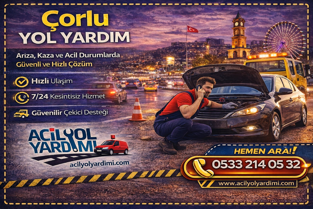 Çorlu’da akü takviyesi, lastik değişimi ve çekici dahil 7/24 acil yol yardımı hizmetleri