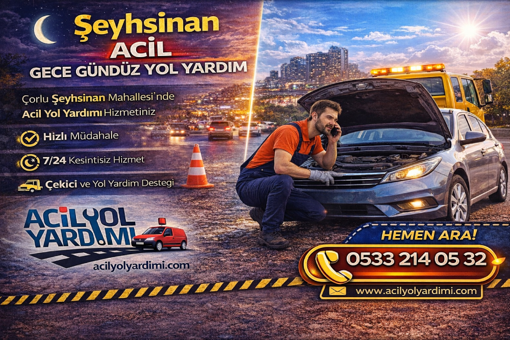 Şeyhsinan Mahallesi’nde gece gündüz 7/24 yol yardım, çekici ve akü takviye hizmeti