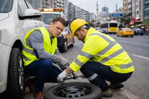 Aksaray yol yardım ekipleri arızalanan araca akü takviye ve yol yardım hizmeti veriyor