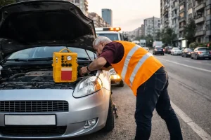 Feriköy yol yardım ekipleri arızalanan araca yol yardım ve akü takviye hizmeti veriyor